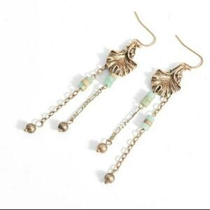 Gold amazonite & jasper rustic dangle artisan made earrings